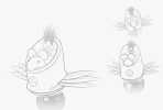 年賀状 無料テンプレート18v01 松竹梅に乗るネズミ達 塗り絵