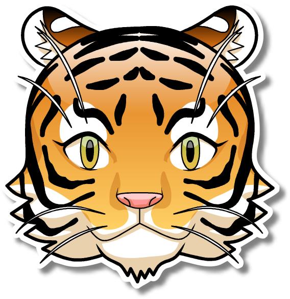 虎の顔イラスト素材 | シンプルなトラ