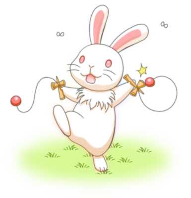 けん玉で遊ぶ兎イラスト素材(見本) | けん玉とウサギ