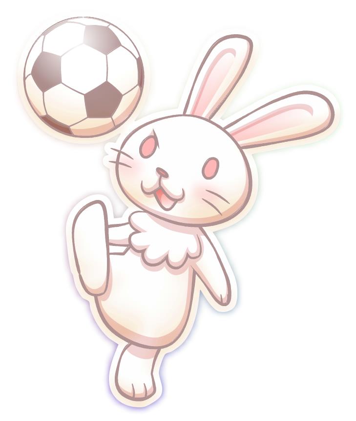 サッカーボールで遊ぶ兎イラスト素材 | サッカーとウサギ