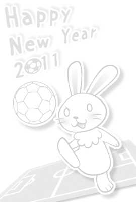 サッカー兎イラスト年賀状ぬり絵(見本) | サッカーとウサギ