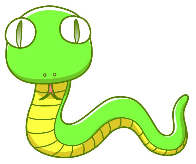 こっちを見ている緑色へびイラスト素材 | 普通なヘビ