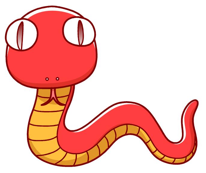 こっちを見ている赤色へびイラスト素材 | 普通なヘビ