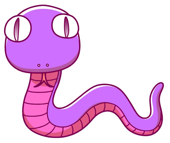 こっちを見ている紫色へびイラスト素材 | 普通なヘビ