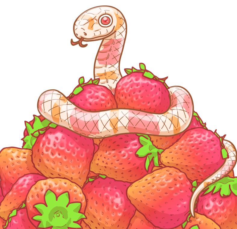 苺とヘビのイラスト素材 | 苺とヘビ