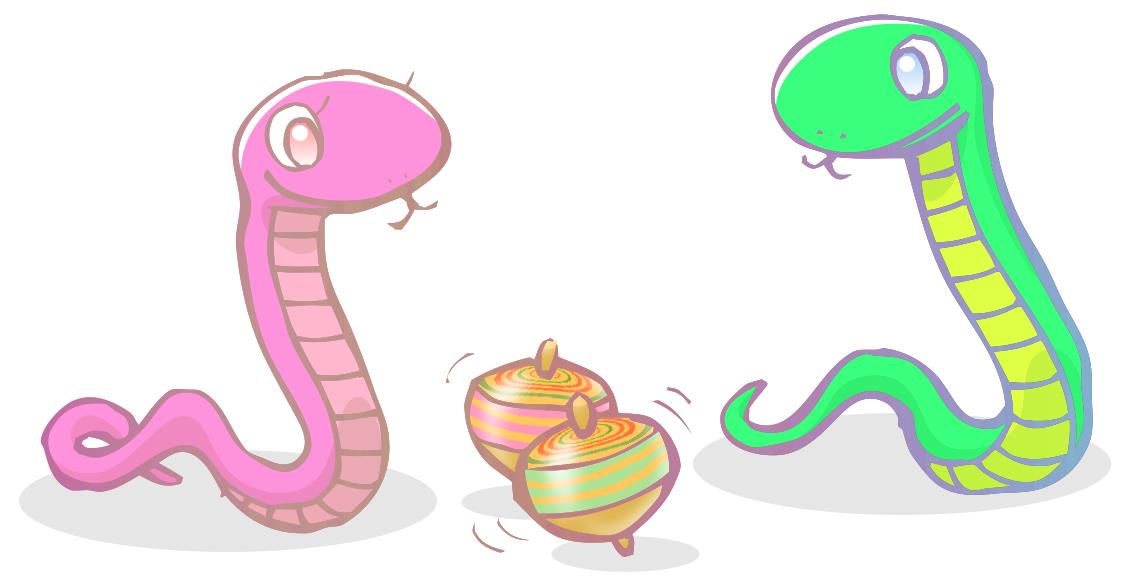 独楽と蛇イラスト素材 | 独楽とヘビ