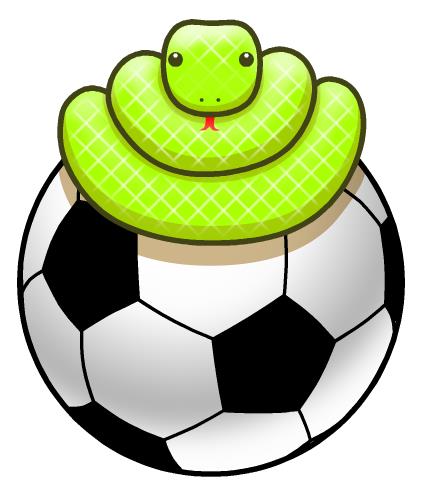 サッカーボールの上に蛇イラスト素材 Kmsys巳年賀状イラスト素材集