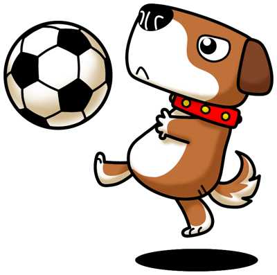 サッカーボールと犬イラスト素材（見本）